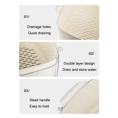 Kitchen Double Layer Drainage Basket Vegetable And Fruit Storage Rack, Style: Milky White Small by bashfashion