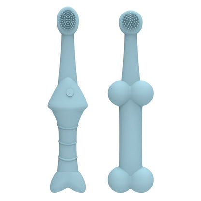 2pcs / Set Cats And Dogs Silicone Toothbrush Pet Oral Cleaning Care Tool(Blue) by bashfashion