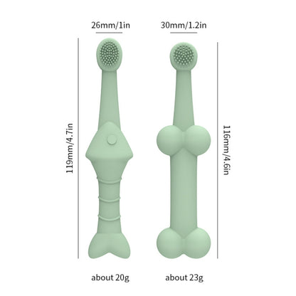 2pcs / Set Cats And Dogs Silicone Toothbrush Pet Oral Cleaning Care Tool(Green) by bashfashion