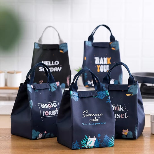 Lunch Thermal Bag Cooler Picnic Tote Food Bag Large Capacity Insulated Storage Pack, Style: Big Eyes Bunny by bashfashion