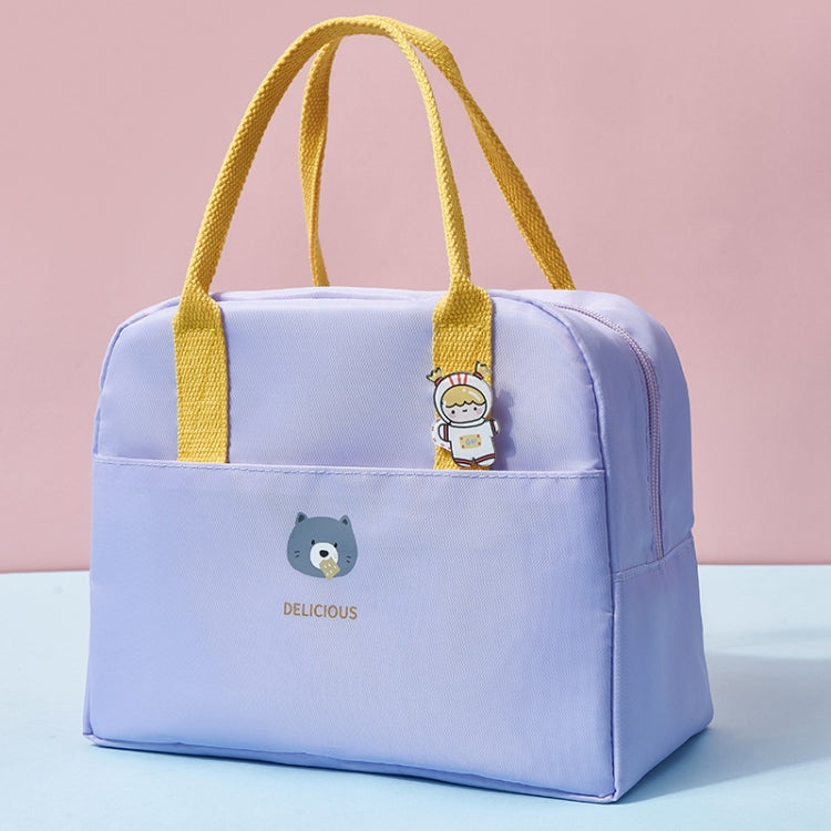 Thickened Portable Thermal Lunch Bag Waterproof Large Capacity Bento Bag With Badge(Purple) by bashfashion