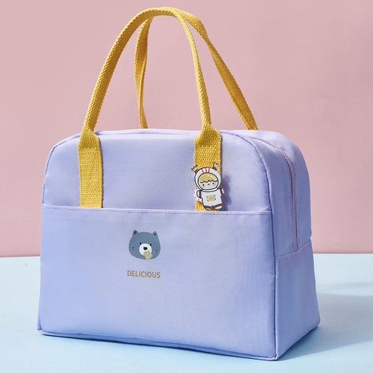 Thickened Portable Thermal Lunch Bag Waterproof Large Capacity Bento Bag With Badge(Purple) by bashfashion