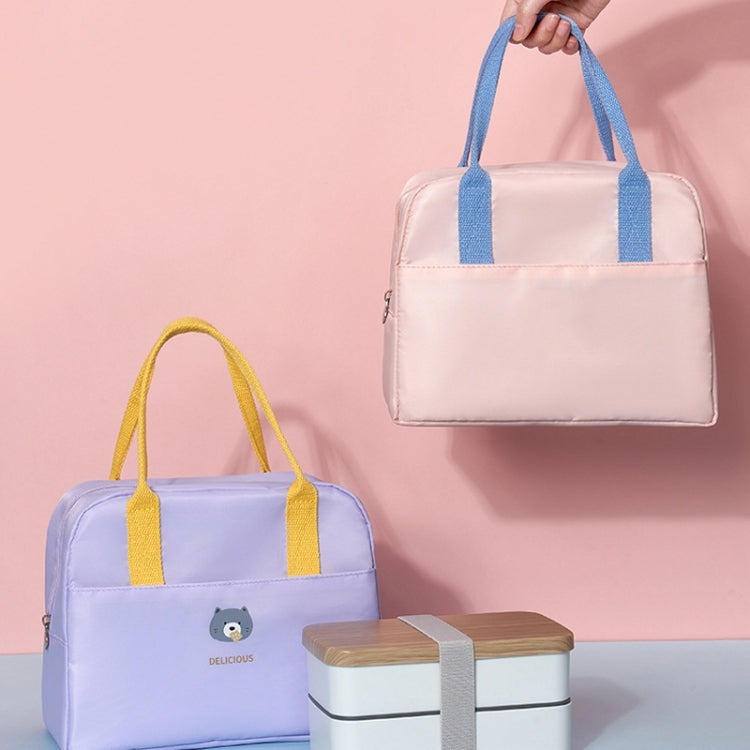 Thickened Portable Thermal Lunch Bag Waterproof Large Capacity Bento Bag With Badge(Blue) by bashfashion