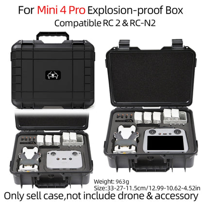 For DJI Mini 4 Pro Drone Suitcase Explosion-proof Box Compatible with RC 2 & RC-N2(Black) by bashfashion