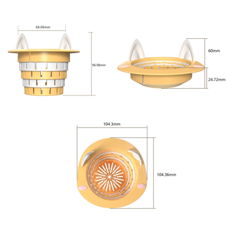 Household Kitchen Sink Residue Strainer Foldable Anti Clogging Floor Drain Filter(Yellow) by bashfashion