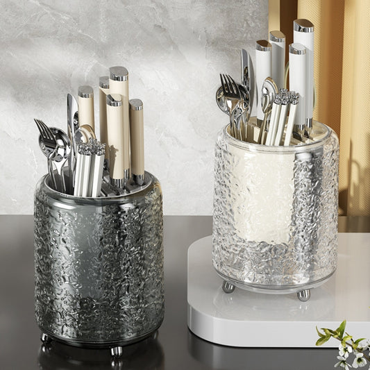 Kitchen Swivel Shelf Multifunctional Household Knife And Chopsticks Storage Rack(Transparent Gray) by bashfashion