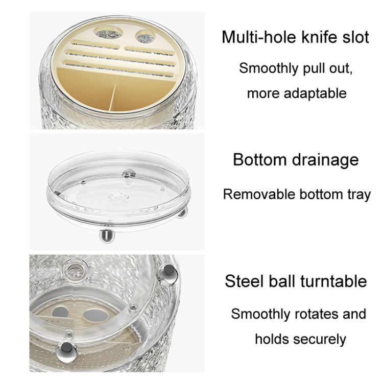Kitchen Swivel Shelf Multifunctional Household Knife And Chopsticks Storage Rack(Transparent Gray) by bashfashion