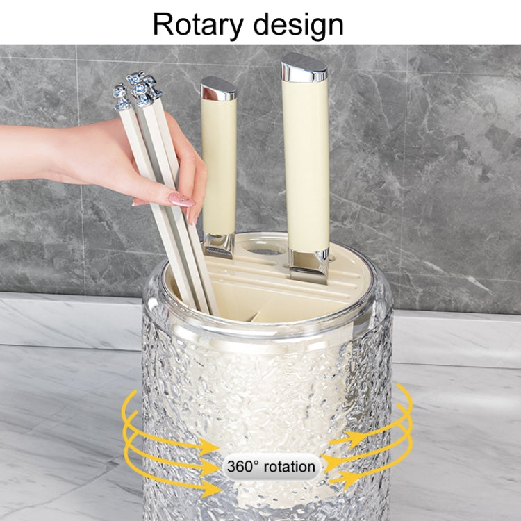 Kitchen Swivel Shelf Multifunctional Household Knife And Chopsticks Storage Rack(Transparent Gray) by bashfashion