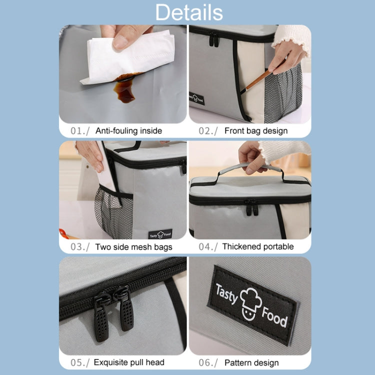 Portable Handheld Insulated Lunch Pack Outdoor Picnic Insulated Bento Bag(Blue) by bashfashion