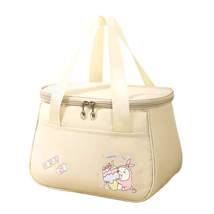Portable Handheld Insulated Lunch Pack Outdoor Picnic Thicked Bento Bag(Beige) by bashfashion
