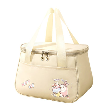 Portable Handheld Insulated Lunch Pack Outdoor Picnic Thicked Bento Bag(Beige) by bashfashion