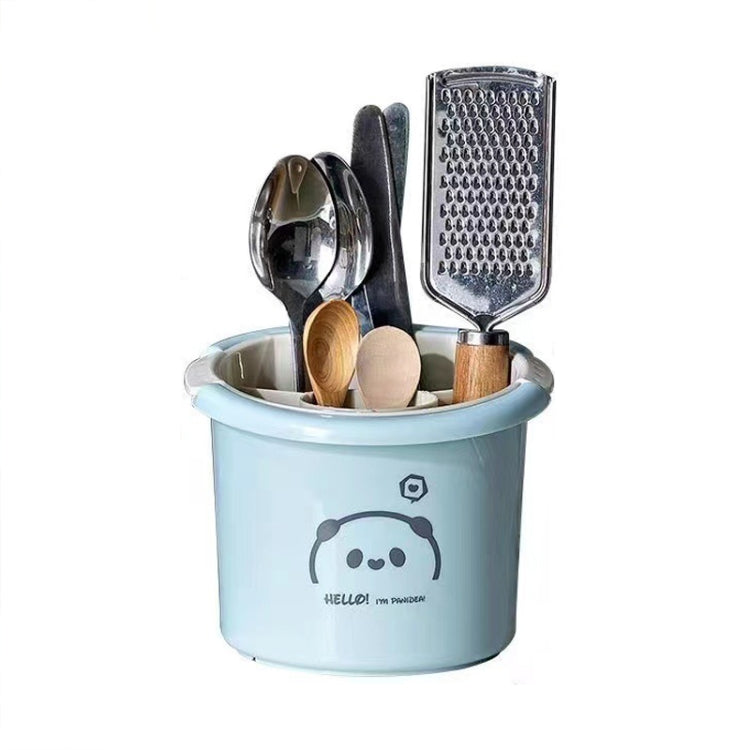 Multifunctional Household Chopsticks Spoon Storage Rack Double-layer Kitchen Drain Holder(Light Blue) by bashfashion