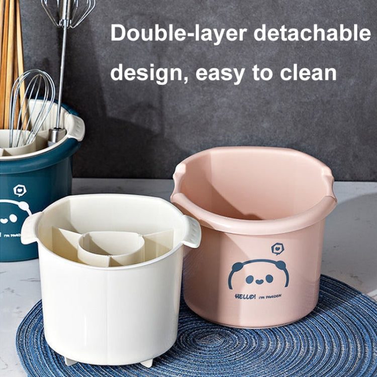 Multifunctional Household Chopsticks Spoon Storage Rack Double-layer Kitchen Drain Holder(Light Blue) by bashfashion