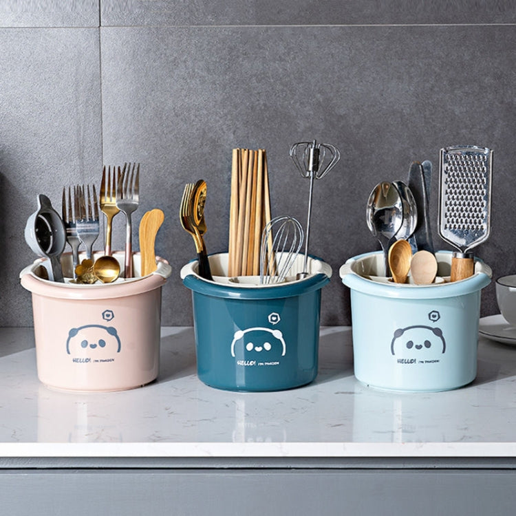 Multifunctional Household Chopsticks Spoon Storage Rack Double-layer Kitchen Drain Holder(Light Blue) by bashfashion