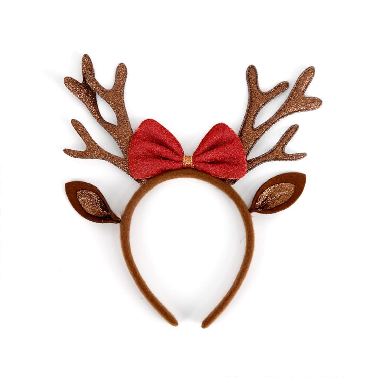 3D Cartoon Christmas Headband Christmas Party Decorations, Color: Brown Antler Bow by bashfashion