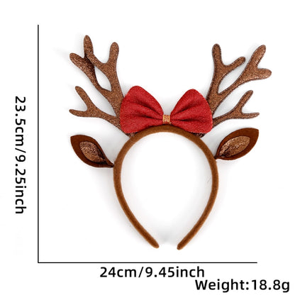 3D Cartoon Christmas Headband Christmas Party Decorations, Color: Brown Antler Bow by bashfashion
