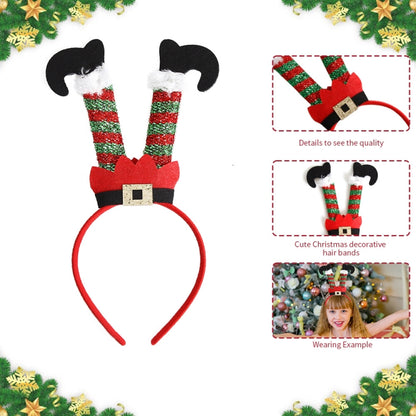3D Cartoon Christmas Headband Christmas Party Decorations, Color: Brown Antlers Flower by bashfashion