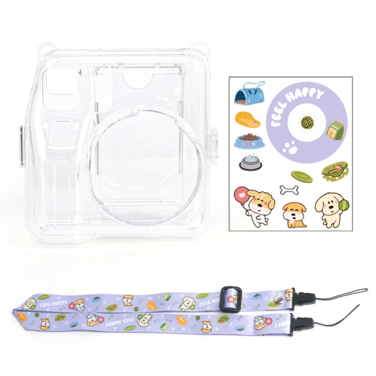 For Fujifilm instax mini SE Photo Bag Crystal Case Shoulder Strap Rope Sticker Set(Purple Pet Dog) by bashfashion