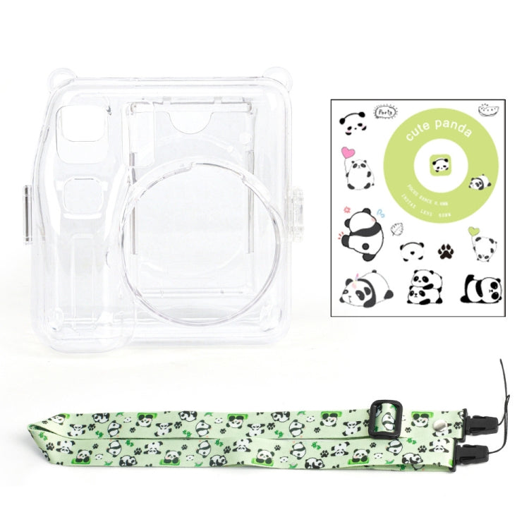 For Fujifilm instax mini SE Photo Bag Crystal Case Shoulder Strap Rope Sticker Set(Green Panda) by bashfashion