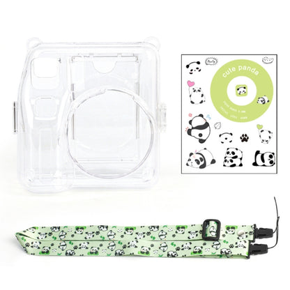 For Fujifilm instax mini SE Photo Bag Crystal Case Shoulder Strap Rope Sticker Set(Green Panda) by bashfashion