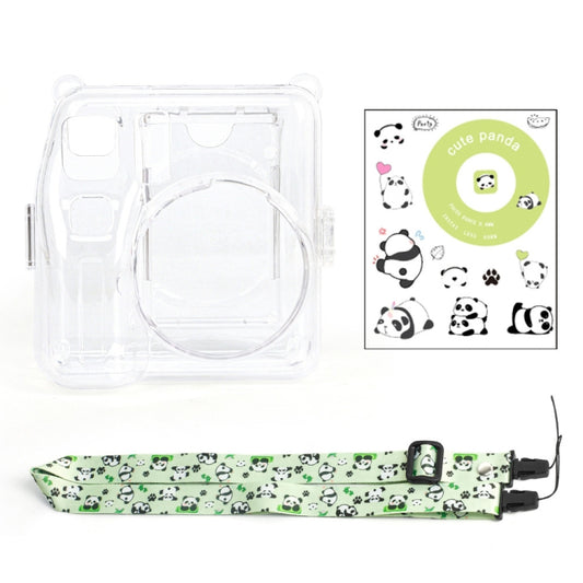 For Fujifilm instax mini SE Photo Bag Crystal Case Shoulder Strap Rope Sticker Set(Green Panda) by bashfashion