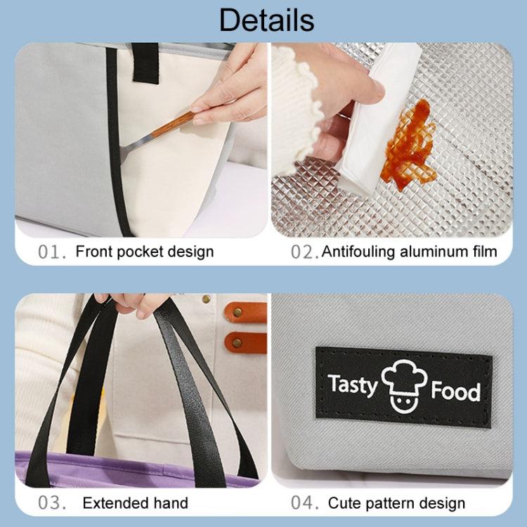 Portable Handheld Insulated Lunch Pack Outdoor Picnic Bento Bag(Gray) by bashfashion