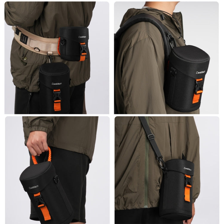 Cwatcun D157 DSLR Camera Lens Barrel Shockproof Thickened Digital Lens Bag Flip Lens Pouch, Color: Large Black by Cwatcun