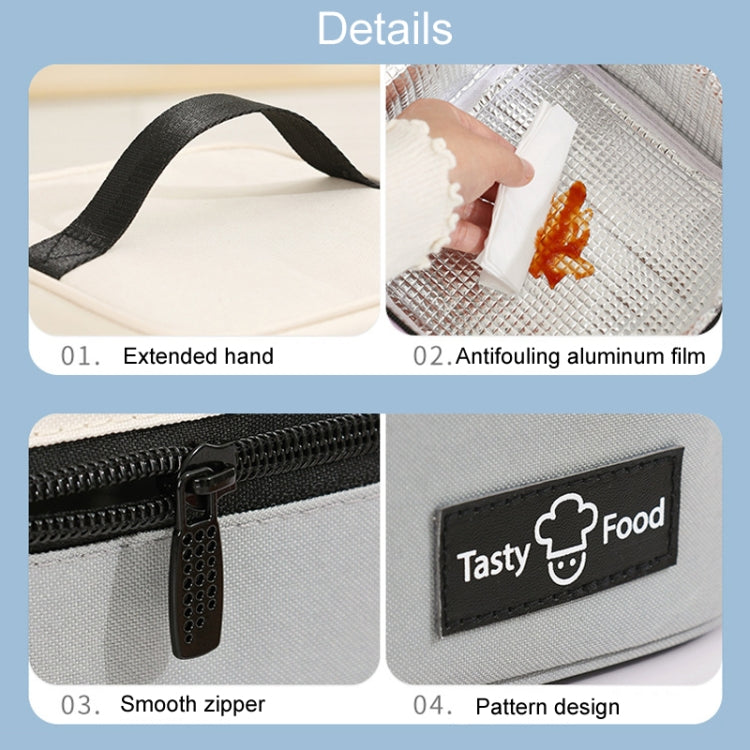 Portable Handheld Insulated Lunch Pack Outdoor Picnic Bento Bag(Gray) by bashfashion