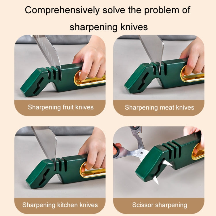 4 In 1 Knife Sharpener 4-Stage Kitchen Quick Sharpening Stone Manual Sharpening Tool(Green) by bashfashion