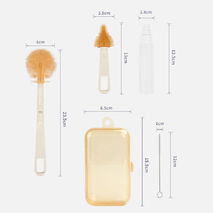 Silicone Portable Baby Bottle Brush Set Travel Cleaning Brush(White) by bashfashion