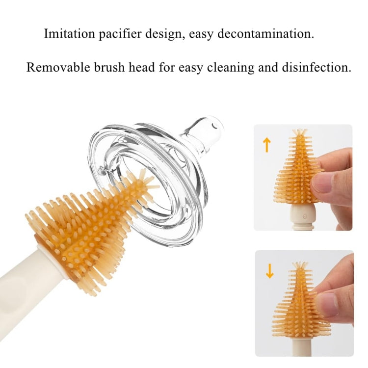 Silicone Portable Baby Bottle Brush Set Travel Cleaning Brush(White) by bashfashion