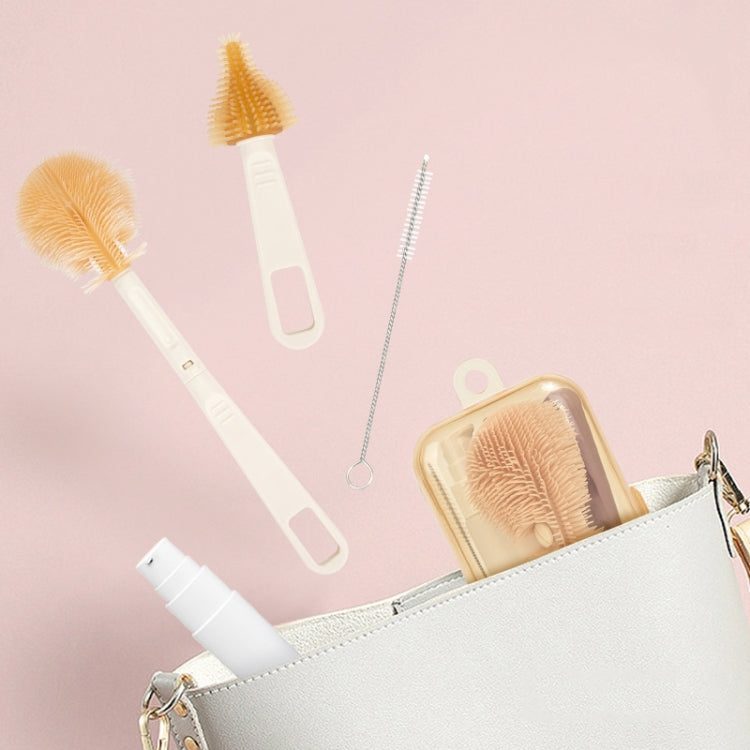 Silicone Portable Baby Bottle Brush Set Travel Cleaning Brush(Purple) by bashfashion