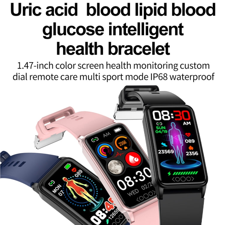 Uric Acid Blood Lipid Noninvasive Blood Sugar Heart Rate Oxygen Temperature Monitoring Smart Healthy Sports Bracelet(Pink) by bashfashion