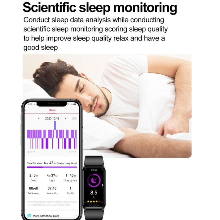 Uric Acid Blood Lipid Noninvasive Blood Sugar Heart Rate Oxygen Temperature Monitoring Smart Healthy Sports Bracelet(Black) by bashfashion