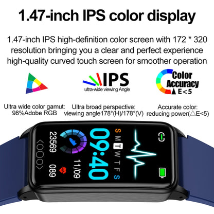 Uric Acid Blood Lipid Noninvasive Blood Sugar Heart Rate Oxygen Temperature Monitoring Smart Healthy Sports Bracelet(Blue) by bashfashion