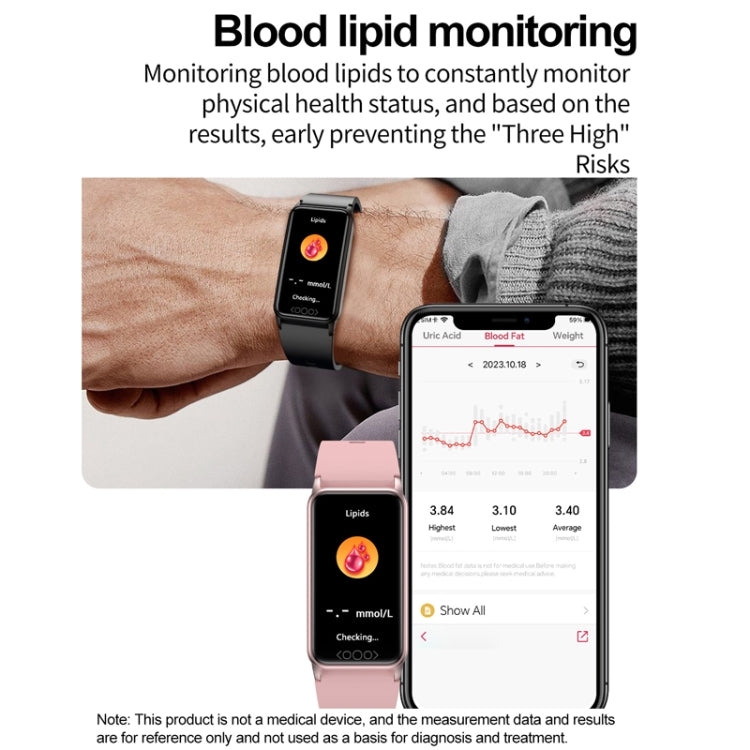 Uric Acid Blood Lipid Noninvasive Blood Sugar Heart Rate Oxygen Temperature Monitoring Smart Healthy Sports Bracelet(Blue) by bashfashion