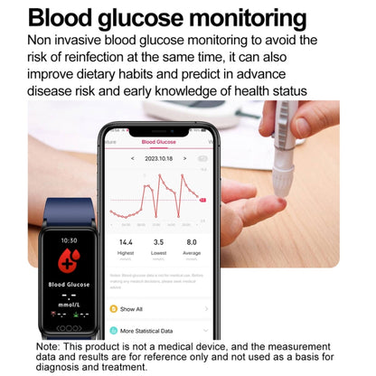 Uric Acid Blood Lipid Noninvasive Blood Sugar Heart Rate Oxygen Temperature Monitoring Smart Healthy Sports Bracelet(Black) by bashfashion