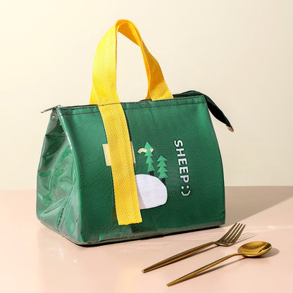 PU Cartoon Waterproof Thickened Insulated and Cooling Lunch Bag(Green) by bashfashion