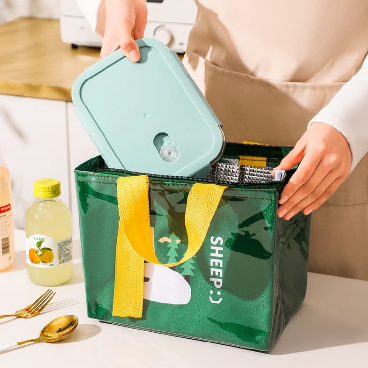 PU Cartoon Waterproof Thickened Insulated and Cooling Lunch Bag(Green) by bashfashion