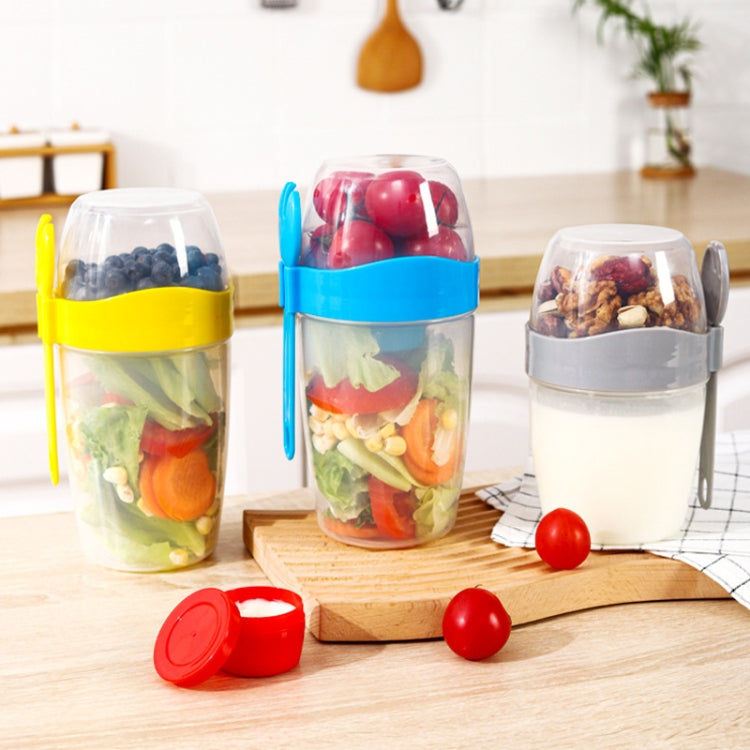 870ml Portable Salad Cup With Lid And Fork Breakfast Cup Sealed Leak-Proof Food Cup(Blue) by bashfashion