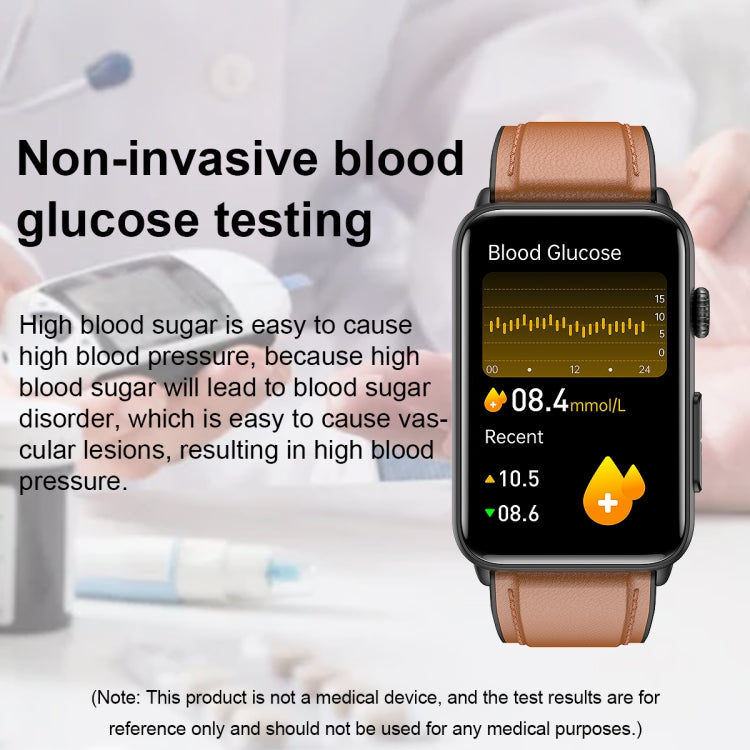 Smart Watch Ring ECG Temperature Heart Rate Blood Pressure Health Bluetooth Talking Watch, Color: Brown Leather by bashfashion