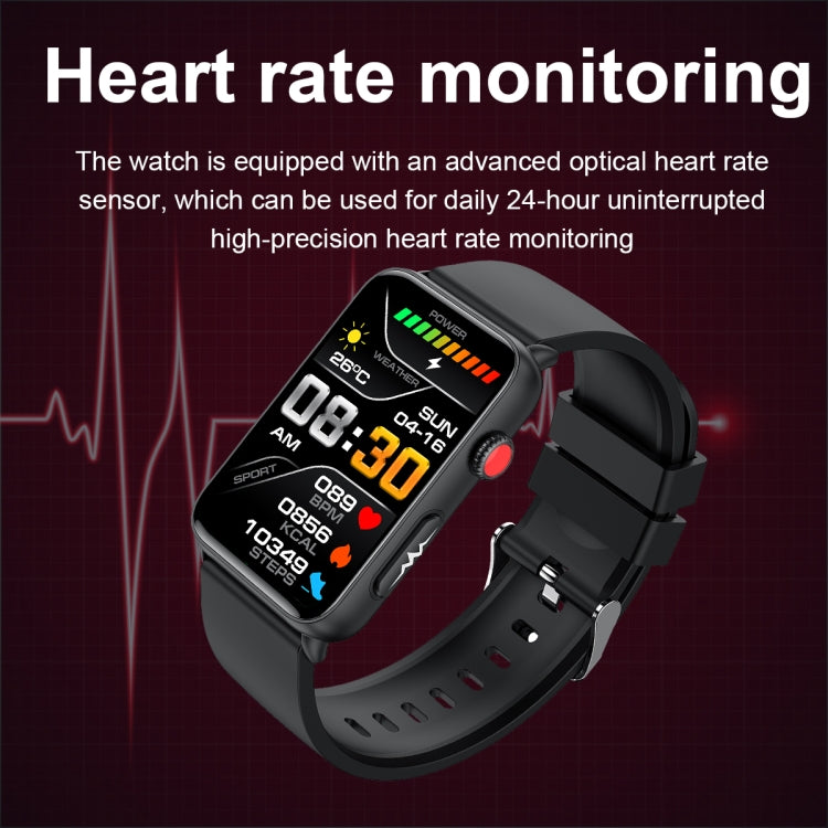 Smart Watch Ring ECG Temperature Heart Rate Blood Pressure Health Bluetooth Talking Watch, Color: Black Silicone by bashfashion
