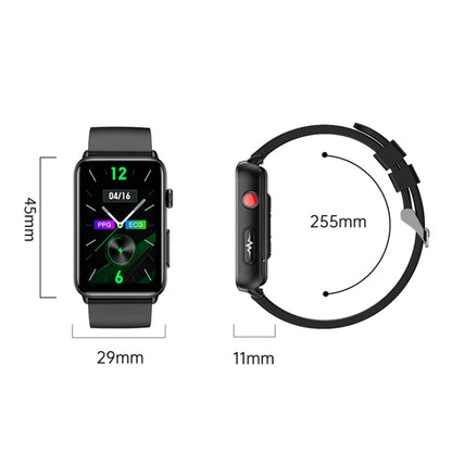 Smart Watch Ring ECG Temperature Heart Rate Blood Pressure Health Bluetooth Talking Watch, Color: Black Leather by bashfashion