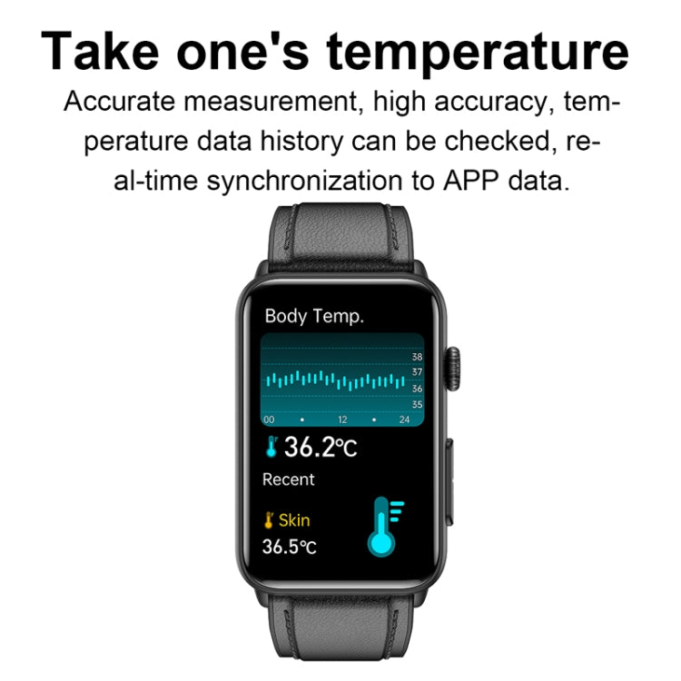 Smart Watch Ring ECG Temperature Heart Rate Blood Pressure Health Bluetooth Talking Watch, Color: Brown Leather by bashfashion