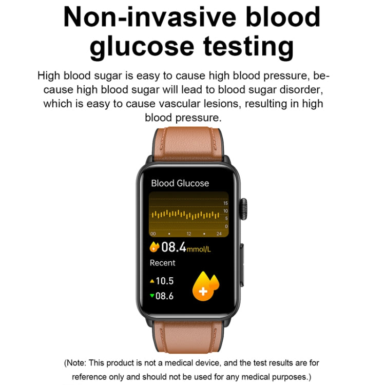Smart Watch Ring ECG Temperature Heart Rate Blood Pressure Health Bluetooth Talking Watch, Color: Brown Leather by bashfashion