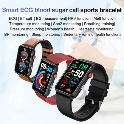 Smart Watch Ring ECG Temperature Heart Rate Blood Pressure Health Bluetooth Talking Watch, Color: Red Silicone by bashfashion