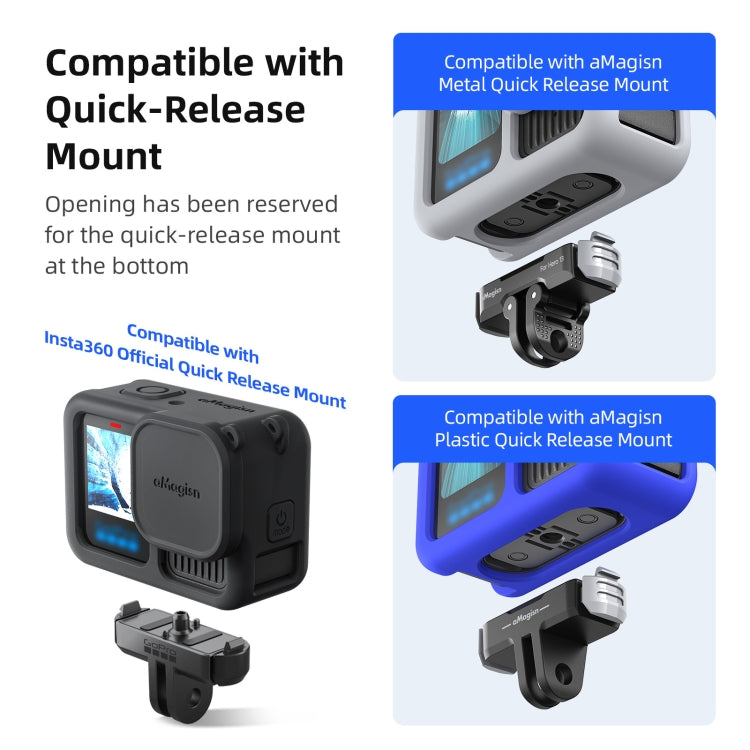 For GoPro HERO13 Black AMagisn Silicone Case Protective Cover(Black) by aMagisn