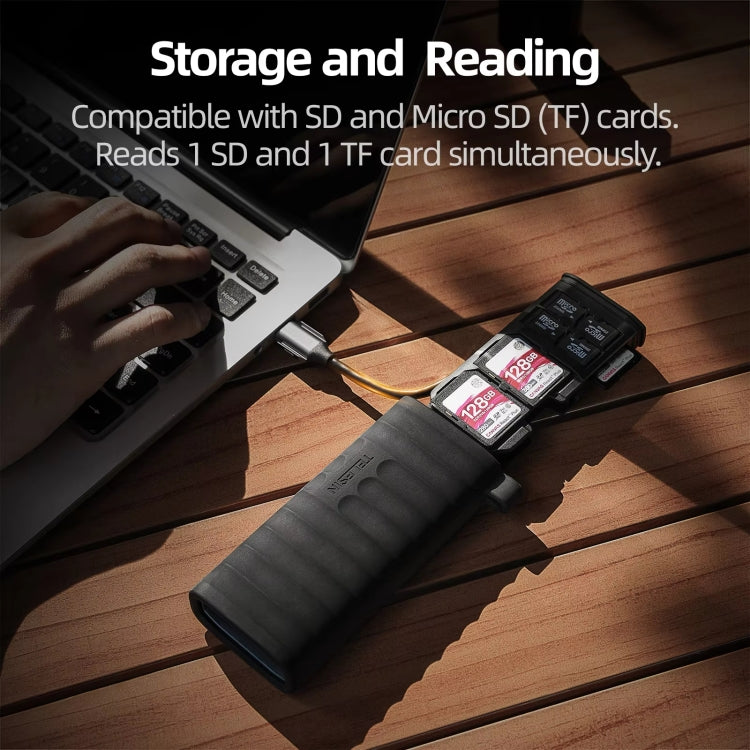 TELESIN USB-C / Type-C 2-in-1 SD / TF Card Reader Storage Box for Smartphones PC Camera by TELESIN