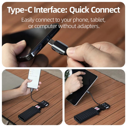 TELESIN USB-C / Type-C 2-in-1 SD / TF Card Reader Storage Box for Smartphones PC Camera by TELESIN