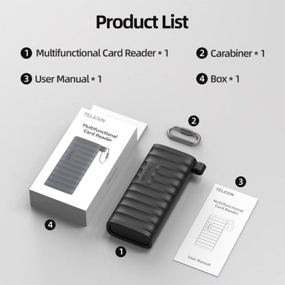 TELESIN USB-C / Type-C 2-in-1 SD / TF Card Reader Storage Box for Smartphones PC Camera by TELESIN